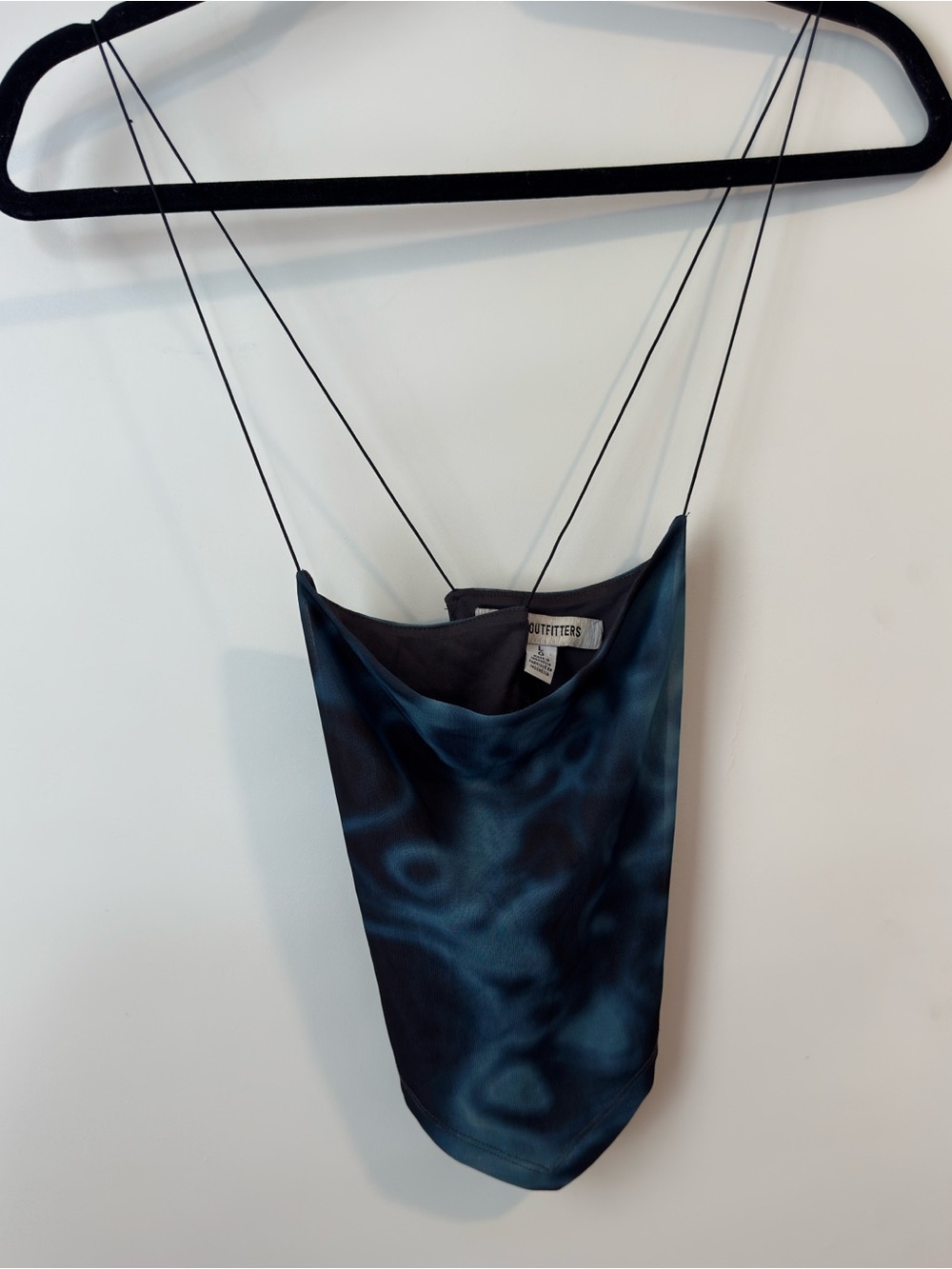 Urban Outfitters Teal and Black Satin Cowl Slip Top